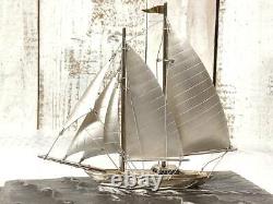 Sterling silver silver 985 Silver yacht Takehiko wooden with glass case 2202 Y