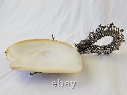 VINTAGE ANTIQUE HALLMARKED Chinese sterling silver dragon oyster server shell