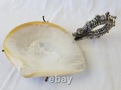 VINTAGE ANTIQUE HALLMARKED Chinese sterling silver dragon oyster server shell
