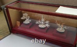 VINTAGE CRAFTED JAPANESE STERLING SILVER BAMBOO BONSAI TREE ART DECO set rare