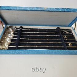 Vintage 6 Japanese Sterling 950 Silver Mixing Spoons Ice Teaspoons in Box