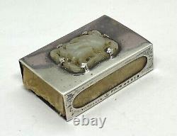 Vintage Japan Yamanaka Sterling Silver Hand Carved Stone Match Holder 1.3/4