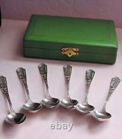 Vintage Japanese. 950 Sterling Silver SS Taisetsu Kobe Port Set of 6 Tea Spoons