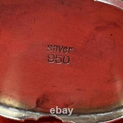 Vintage Japanese 950 Sterling Silver Salt Cellar & Pepper Shaker Set Barrel
