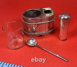 Vintage Japanese 950 Sterling Silver Salt Cellar & Pepper Shaker Set Barrel