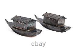 Vintage Japanese 950 Sterling Silver Sampan Boat Water Taxi Salt Pepper Shakers