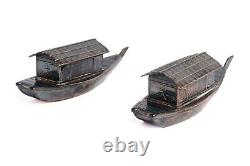 Vintage Japanese 950 Sterling Silver Sampan Boat Water Taxi Salt Pepper Shakers