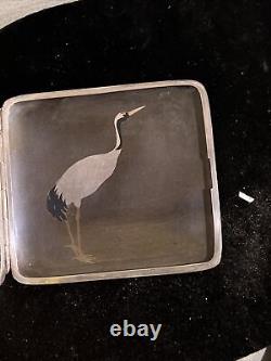 Vintage Japanese Antique Sterling Silver Mixed Metal Cigarette Case Preowned