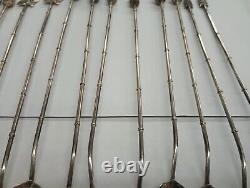 Vintage Japanese Motif Sterling Silver Iced Tea Spoon Set of 12 950 Silver