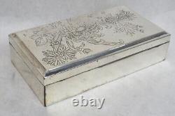 Vintage Japanese Sterling Silver 6 X 3 Cigarette Humidor Box