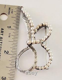 Vintage Japanese Sterling Silver Brooch with Pearls Handcrafted