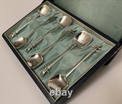 Vintage Japanese Sterling Silver Instrument Spoon Set, Authentic Antique Cutlery
