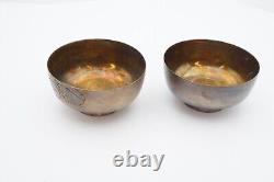 Vintage Japanese Sterling Silver Sake Cup Set With Box