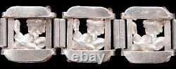 Vintage Japanese Toyokoki Sterling Silver Panel Bracelet Cherry Blossoms Japan