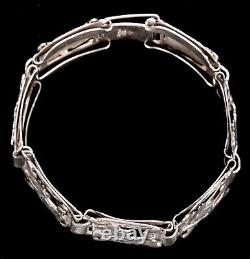 Vintage Japanese Toyokoki Sterling Silver Panel Bracelet Cherry Blossoms Japan