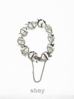 Vintage Sterling Silver Japanese Akoya Cultured Saltwater Pearl Bracelet Leaf