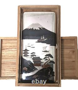 Vntage Japanese Cigarette Case 950 Sterling Silver Mixed Metal