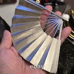 Vtg JAPANESE STERLING SILVER PINE, PLUM AND BAMBOO FAN 50g takehiko gold