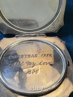 Vtg Makeup Compact Japanese Sterling Silver 950 Etched