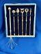 Vtg Set Of 6 Japanese Motif Sterling Silver Retractable Whisk Stirrers With Box