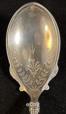 Whiting Japanese Brite Cut Sterling Silver Preserve Spoon Great Cond No Monogram
